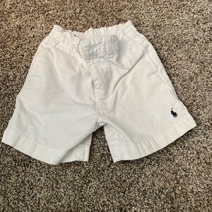 Ralph Lauren Toddler White Shorts with Navy Logo - 18 months
